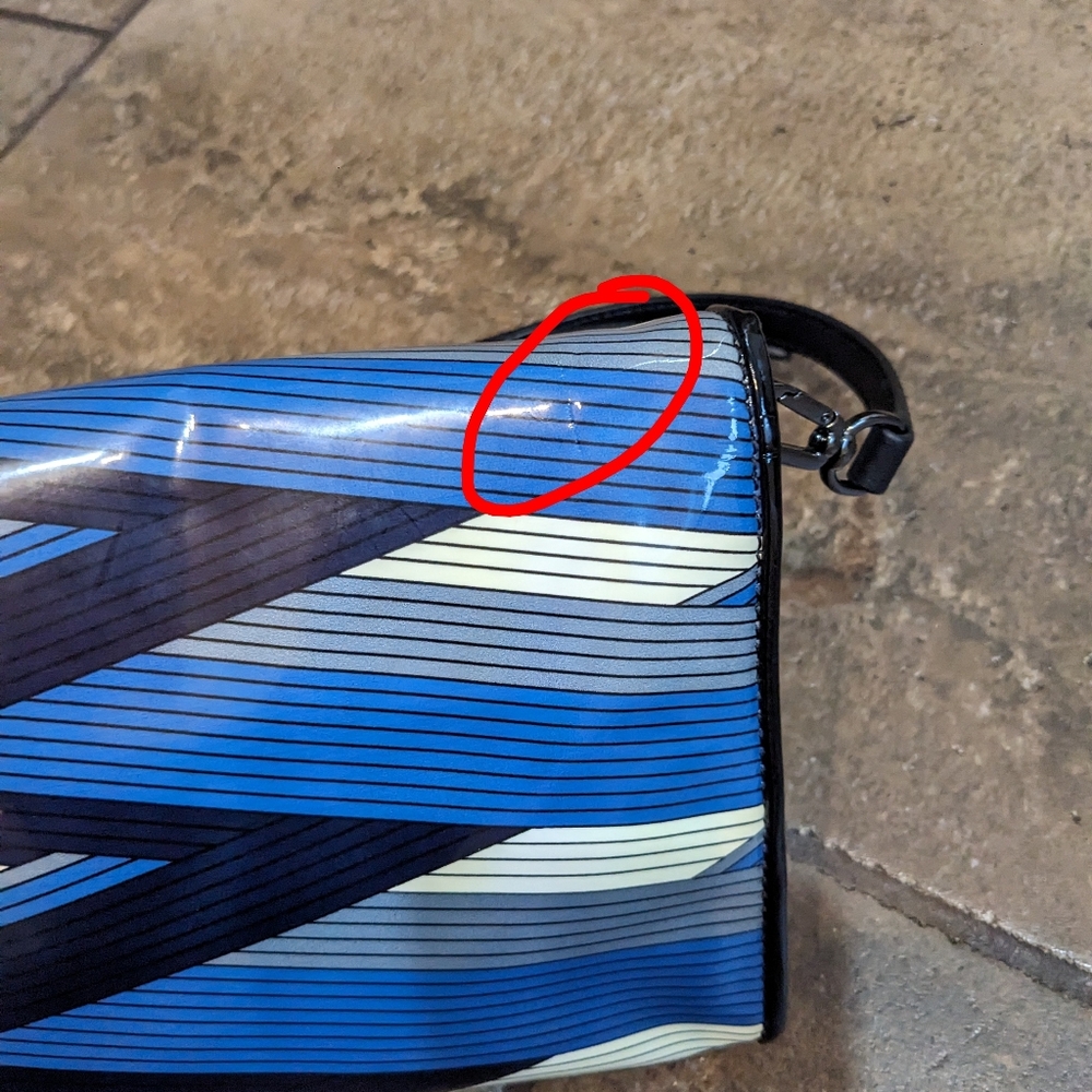 Tory Burch Britten Printed Patent Leather Combo Crossbody/Clutch Blue - Picture 15 of 15